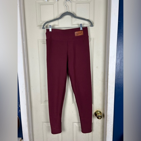 Pants - Fashion Leggings Burgundy